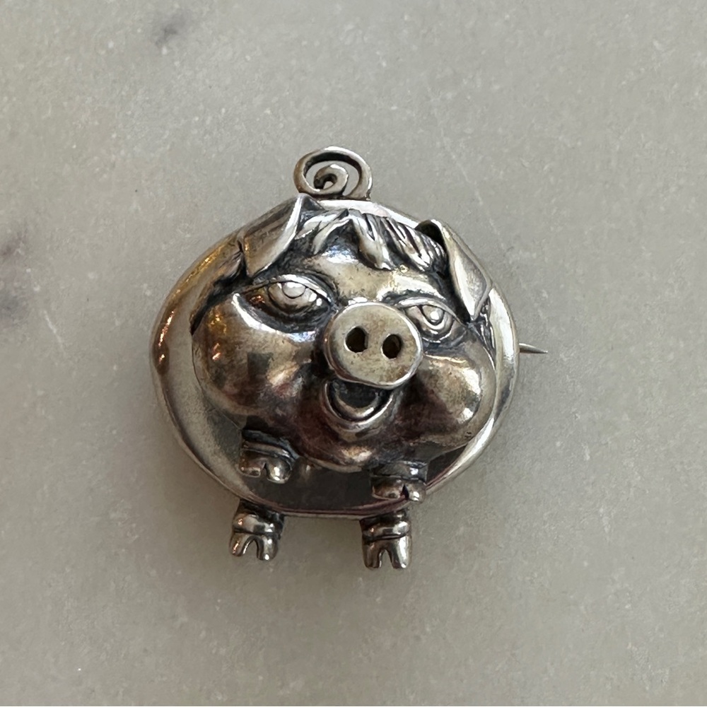 925 Silver Pig Brooch
